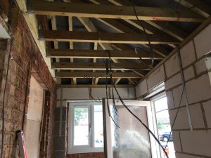 Roof rafters in a house