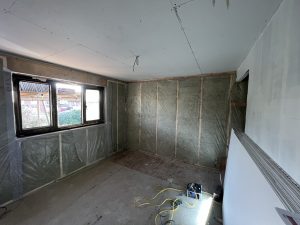 A building site with insulated walls