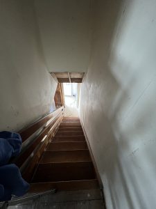 A staircase being renovated