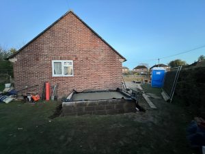 A building site with foundations being dug
