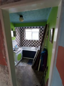 A bathroom requiring renovation