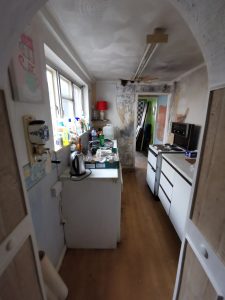 A kitchen requiring renovation