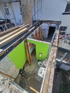 A roof being replaced