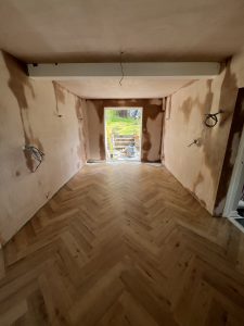 A room with drying plaster